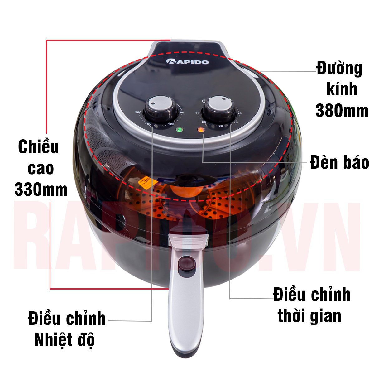 Nồi chiên không dầu Oddo RAF6.5M LUX (Điều khiển cơ) 13 6.5m lux 2