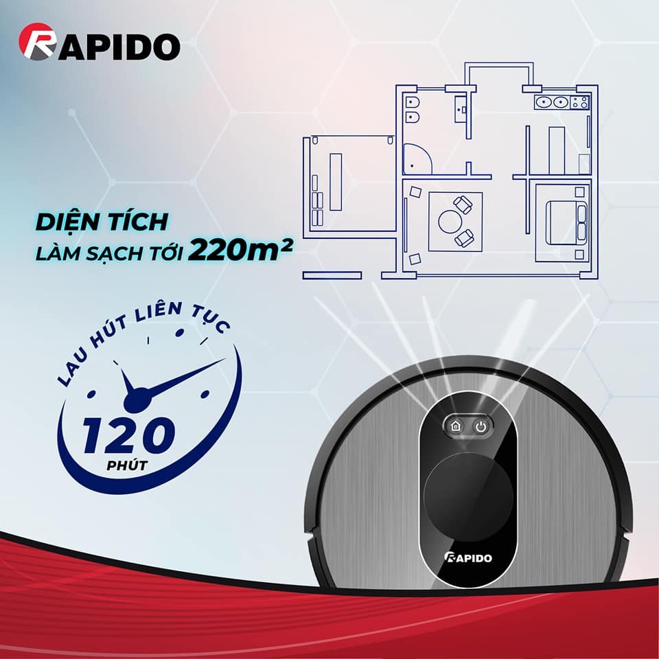 Robot hút bụi lau nhà Oddo R8S - Cho cuộc sống thảnh thơi và thư thái 2 Robot hút bụi lau nhà Oddo R8S có thể dọn dẹp sạch sẽ một căn phòng có diện tích lớn