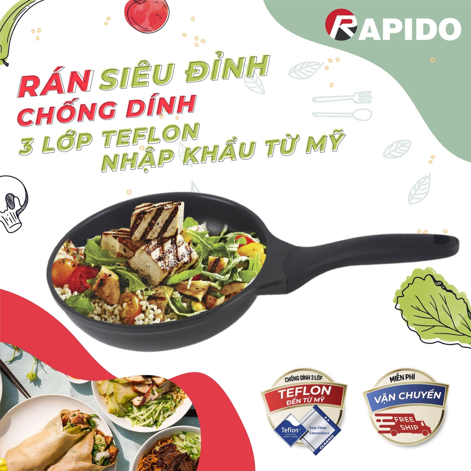 Chảo từ Oddo đáy chấm Teflon - Đỉnh cao nấu nướng những món chiên, xào 2 Chảo từ Oddo đáy chấm Teflon là lựa chọn hàng đầu cho những món chiên, xào chuẩn vị.