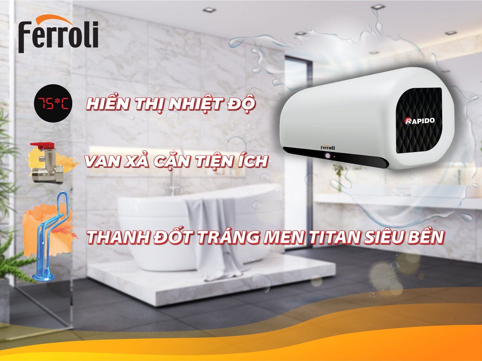 Mẹo dùng bình nước nóng siêu tiết kiệm điện ai cũng nên biết 2 Bình nước nóng Ferroli có nhiều tính năng an toàn, tiết kiệm điện vượt trội