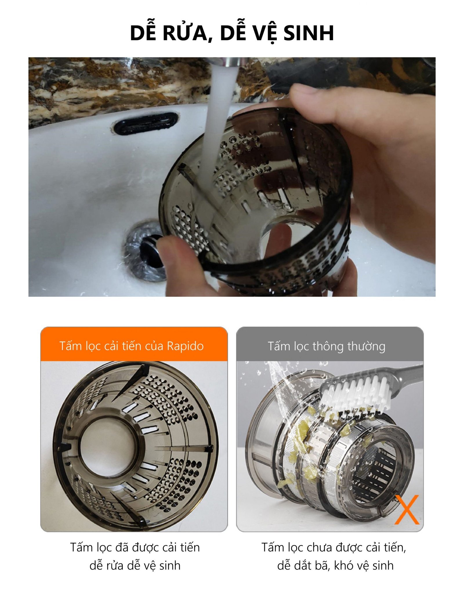 Máy ép chậm nhưng lại cực nhanh đến từ thương hiệu Oddo 4 dễ dàng vệ sinh