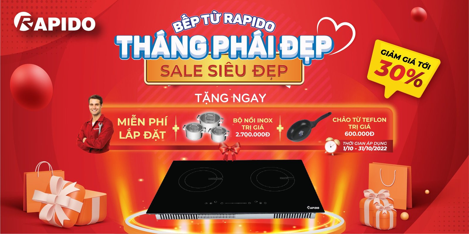THÁNG PHÁI ĐẸP, SALE BẾP TỪ SIÊU ĐẸP CÙNG QUÀ TẶNG HẤP DẪN HƠN 3 TRIỆU ĐỒNG 1 Bep web