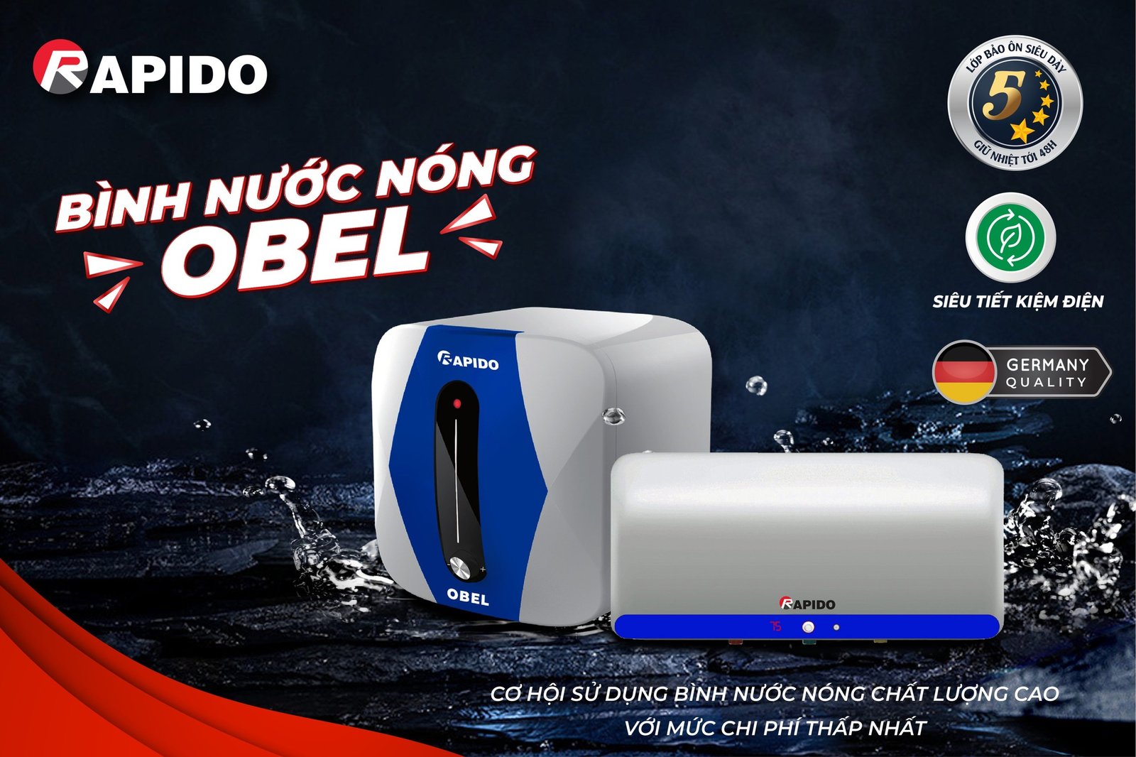 Top 5 đồ gia dụng không thể thiếu cho mùa đông không lạnh 4 Bình nước nóng Obel Rapido