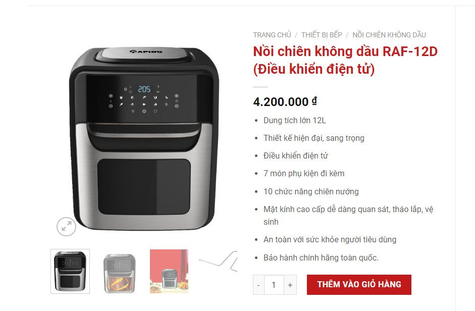 Nồi chiên không dầu chiên nướng gà nguyên con 4 Nồi chiên không dầu RAF 12D chiên nướng được gà nguyên con