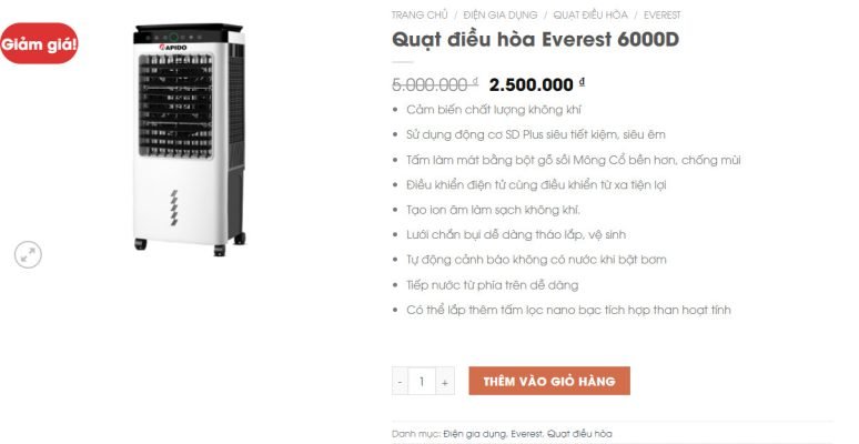 Quạt điều hòa Oddo Everest 6000D