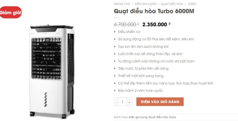 Quạt điều hòa Oddo Turbo 6000M