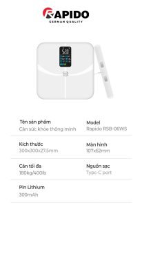 Cân sức khỏe thông minh Oddo RSB-06WS 19 Cân sức khỏe 8 điện cực Oddo RSB-06WS