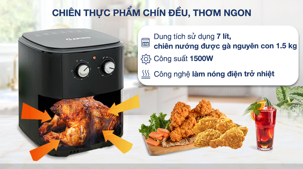 5' có ngay bữa sáng bổ dưỡng nhờ nồi chiên không dầu 1 nồi chiên không dầu