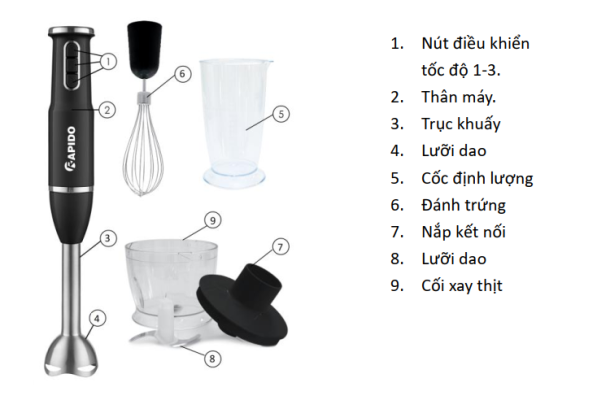 Máy xay đa năng cầm tay RB-600H 10 máy xay đa năng