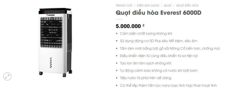 Quạt điều hòa không khí Oddo 6000D