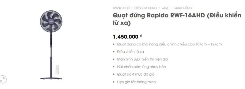 Quạt đứng Oddo RWF-16AHD (Điều khiển từ xa)