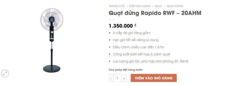 Quạt đứng Oddo RWF – 20AHM