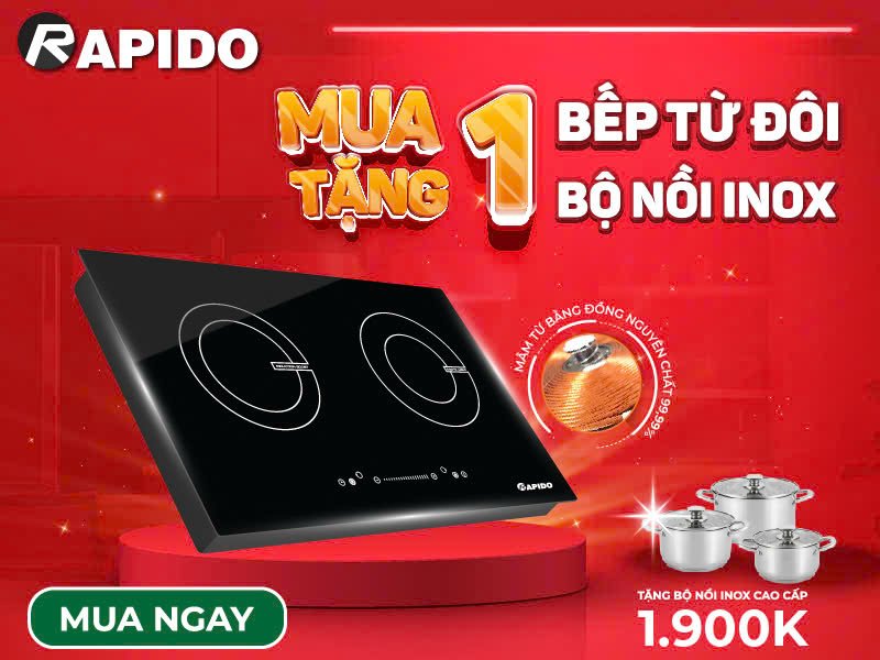 MUA BẾP TỪ ĐÔI ÂM TẶNG NGAY BỘ NỒI 1 Mua bếp từ tặng bộ nồi inox