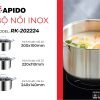 Bộ nồi inox 3 chiếc RK202224 5 Bộ nồi inox 3 chiếc RK202224
